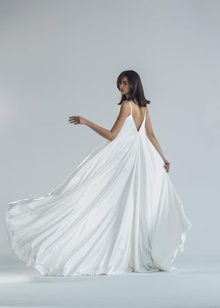 formal fairy dress Fairy Dress - White Satin Bridal V-Neck Gown