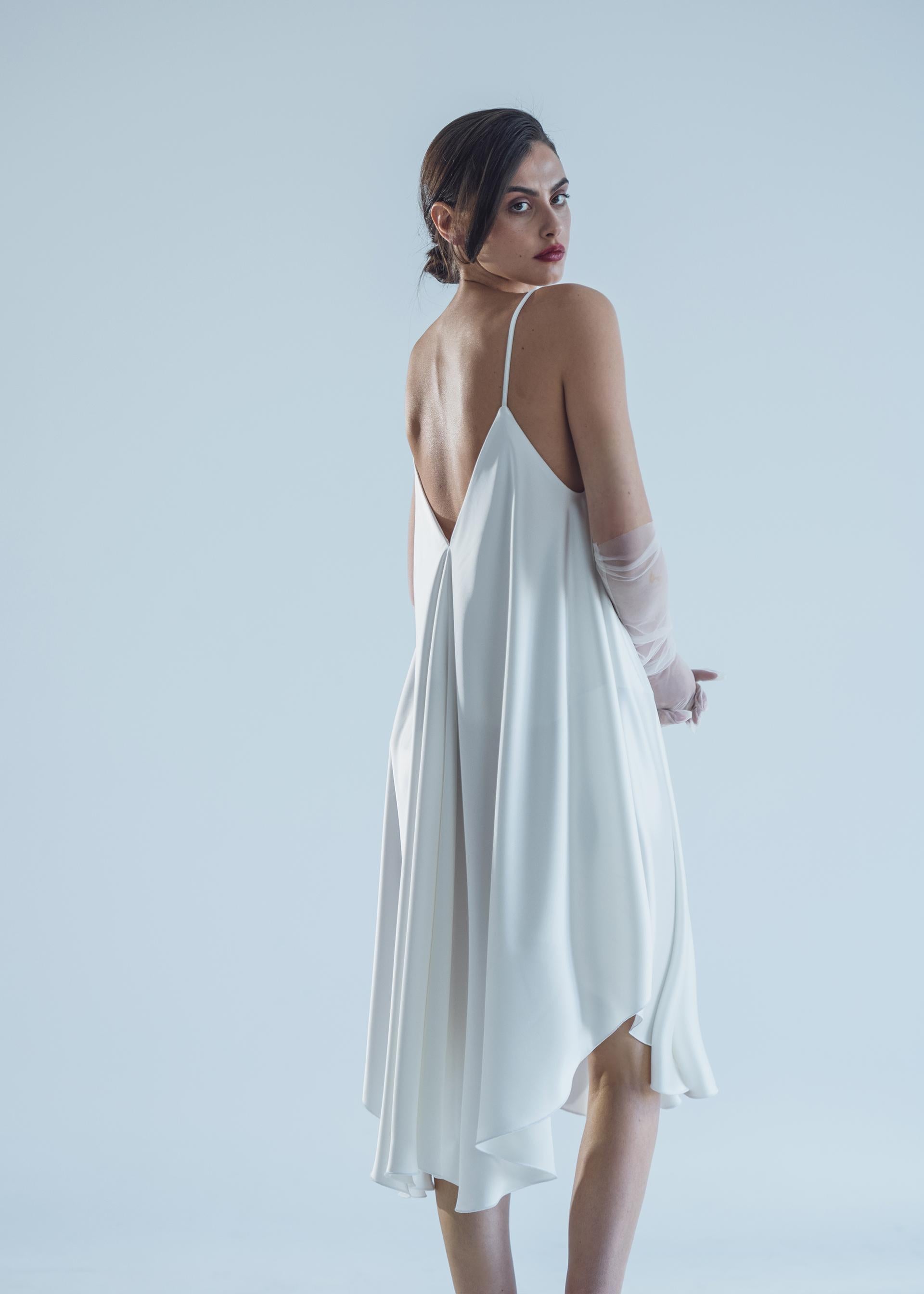 Midi Fairy Dress - White Satin Bridal Dress | DVETE Midi Fairy Dress - White Satin Bridal Dress | DVETE