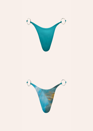 Lia Bikini Bottom Reversible in Aquamarine
